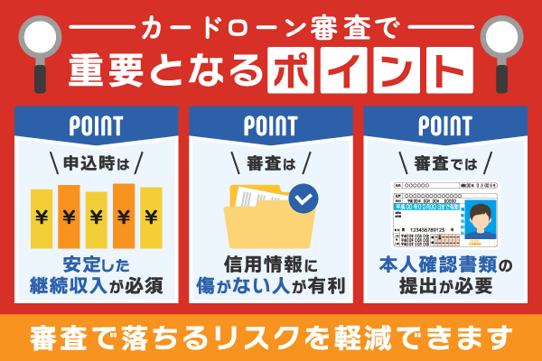 カードローン審査で重要となるポイントを解説している画像