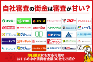 自社審査の街金は審査が甘い？即日融資にも対応可能なおすすめ中小消費者金融30社をご紹介