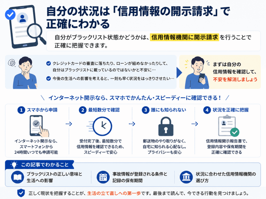 自分の状況は開示請求で正確にわかることを示す画像