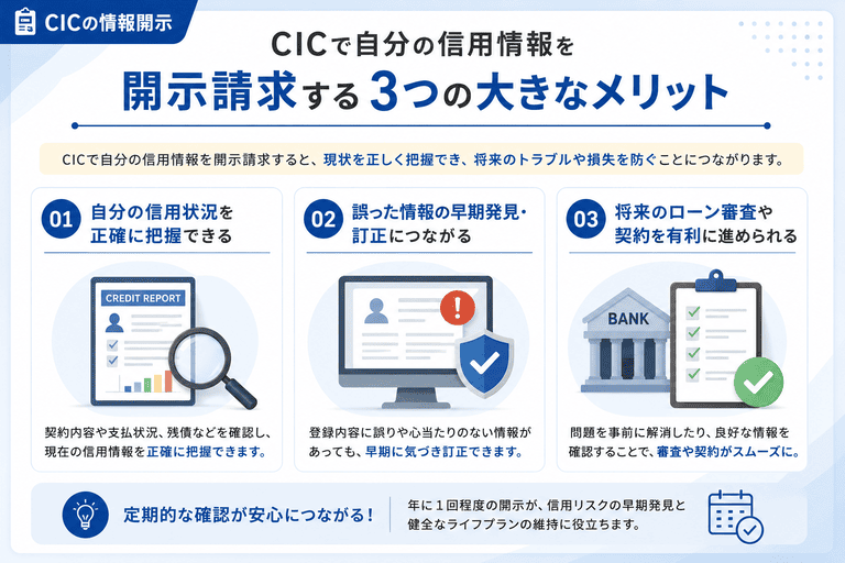 CICで自分の信用情報を開示請求する3つの大きなメリット