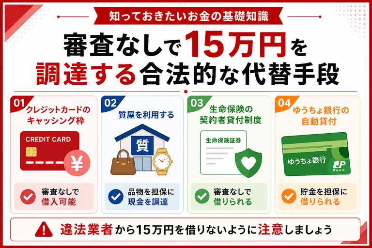 審査なしで15万円を調達する合法的な代替手段
