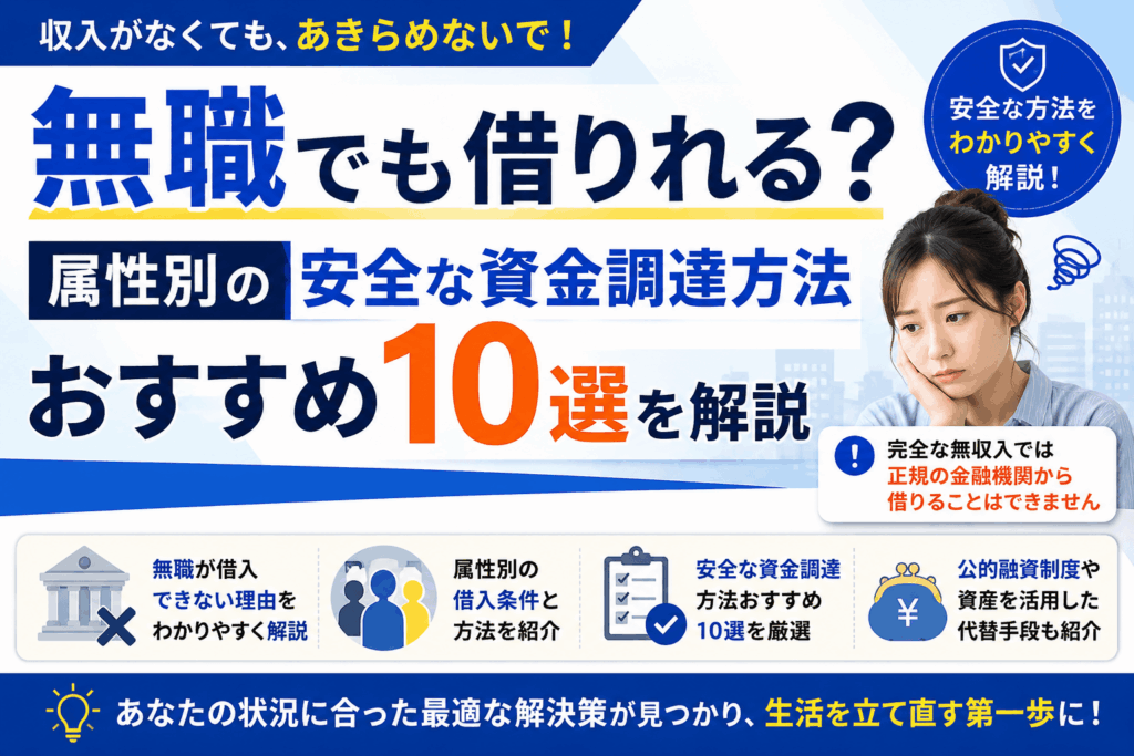 無職でも借りれる？属性別の安全な資金調達方法おすすめ10選を解説